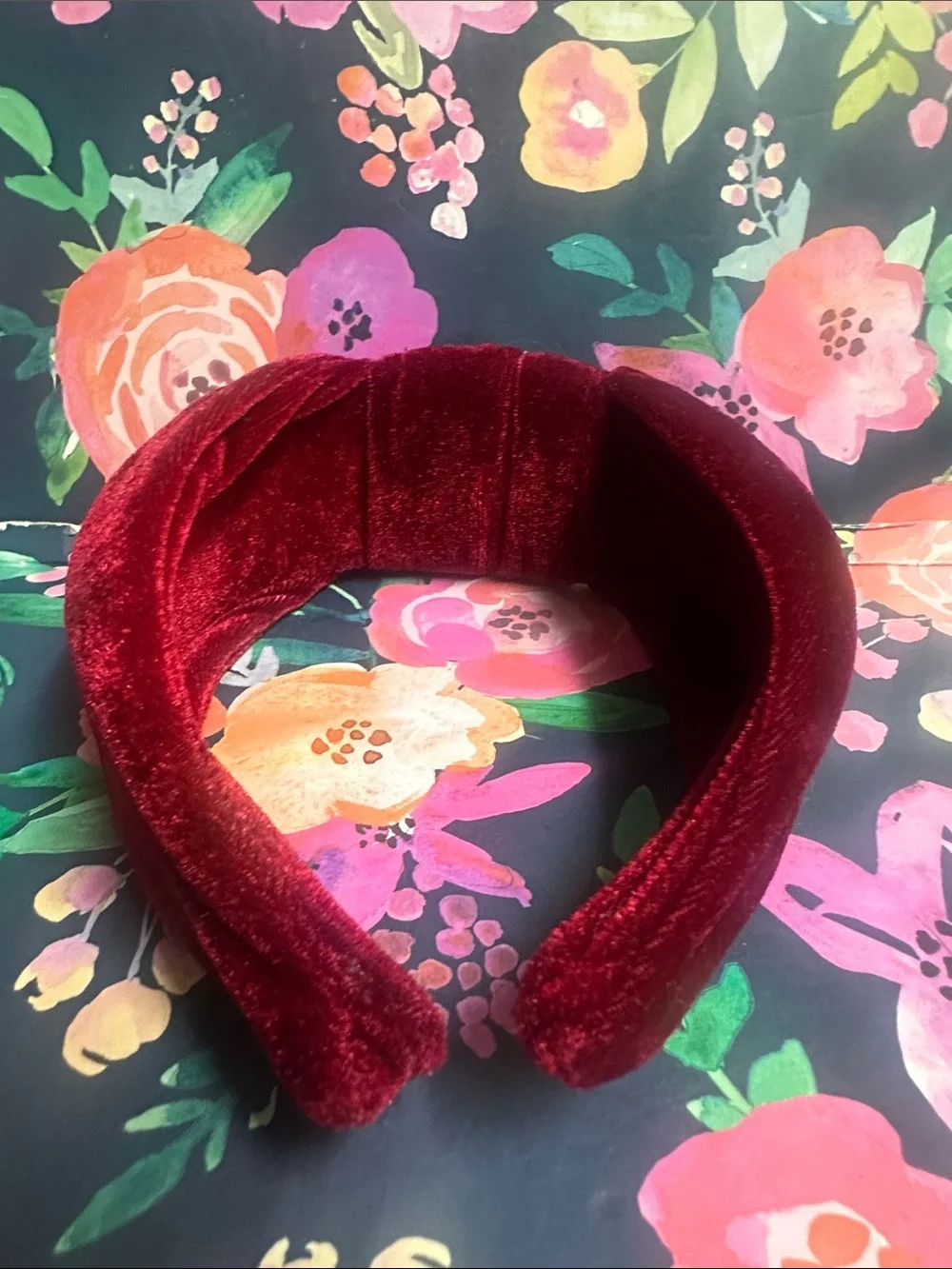 Plush Velvet Knotted Headband - Deep Red